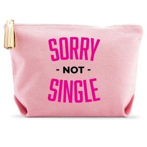 Pink Canvas Makeup Bag Case Zippered Sorry Not Single Bride to Be Tassel NIP